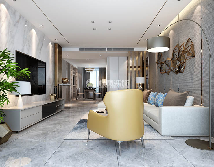 沈陽(yáng)東方銀座?萊茵城118㎡戶型客廳裝修案例