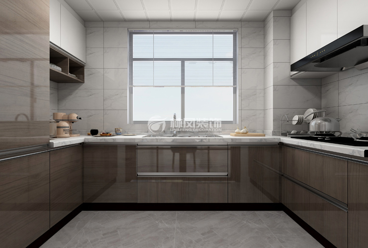 保利茉莉公館140㎡U型廚房設(shè)計裝修效果圖