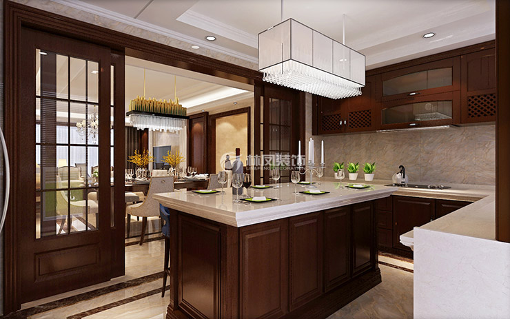 美式風(fēng)格開放式廚房設(shè)計裝修效果圖