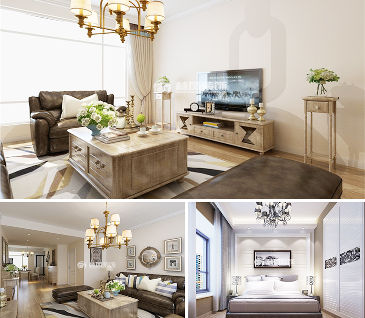 華潤置地長安里150平美式風格裝修效果圖