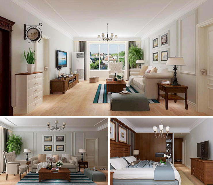 萬(wàn)錦紅樹(shù)灣128平美式風(fēng)格裝修效果圖