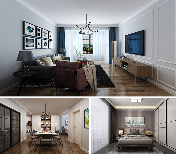 萬科翡翠四季130平北歐風格裝修效果圖