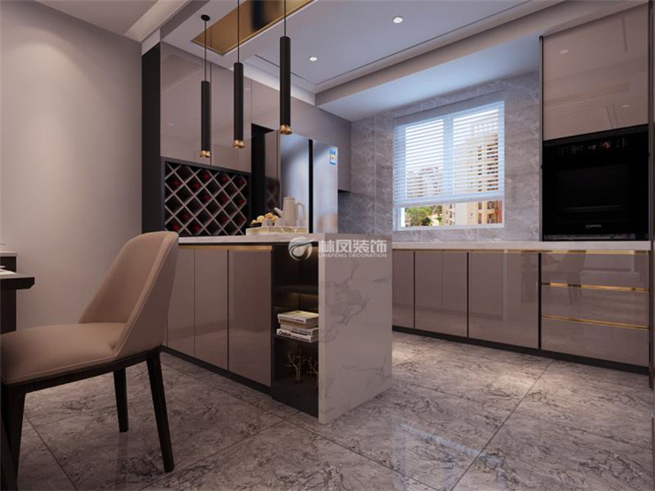 輕奢風(fēng)格廚房吧臺(tái)隔斷裝修效果圖