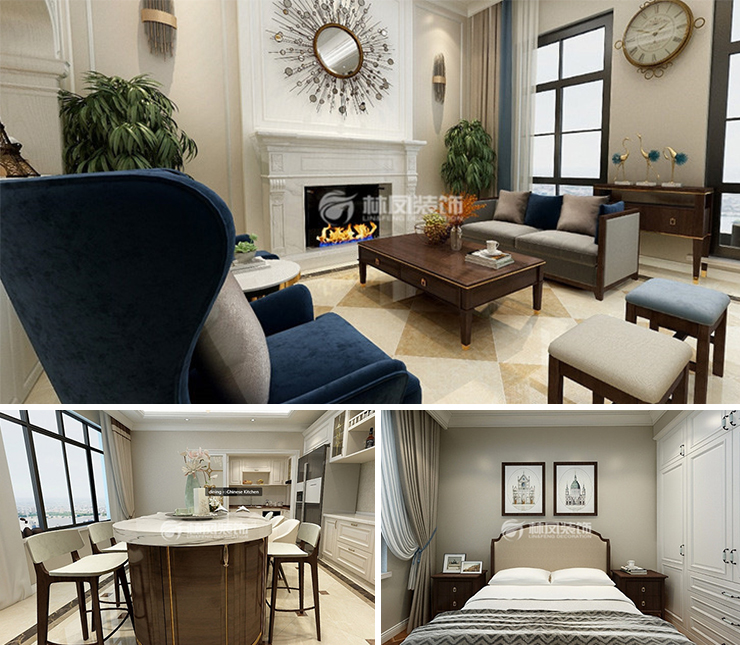 龍湖九里晴川400平新古典風格裝修效果圖