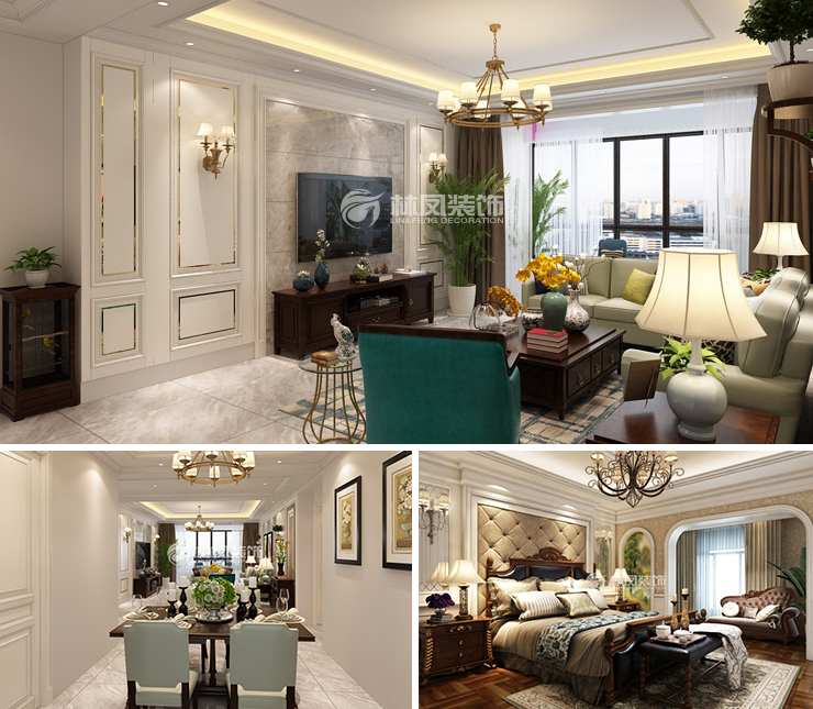 融創(chuàng)城 135平美式風格裝修效果圖