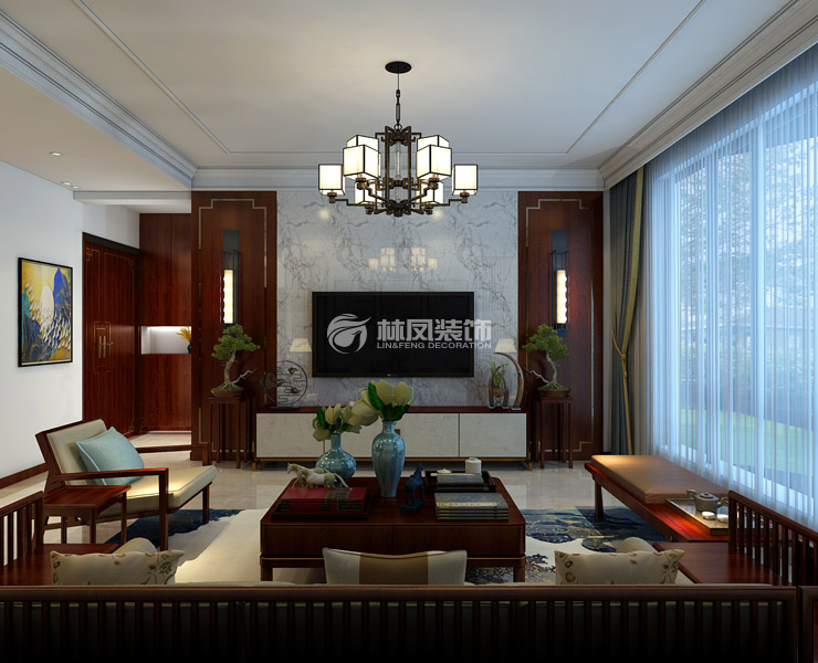 中式風(fēng)格客廳裝修效果圖