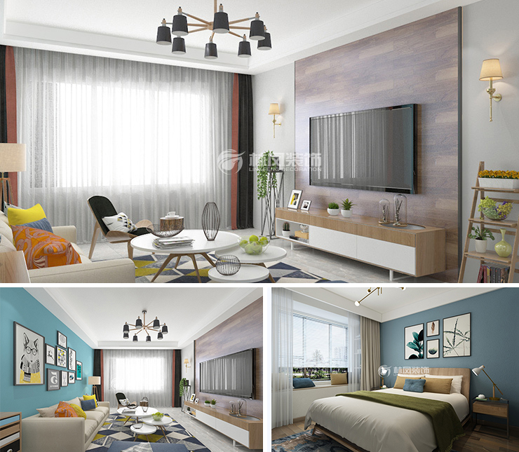 澳海南樾府120平北歐風(fēng)格裝修效果圖