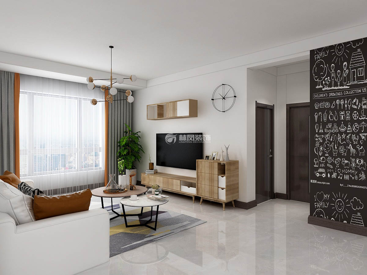 北歐風(fēng)格餐廳黑板墻設(shè)計裝修效果圖