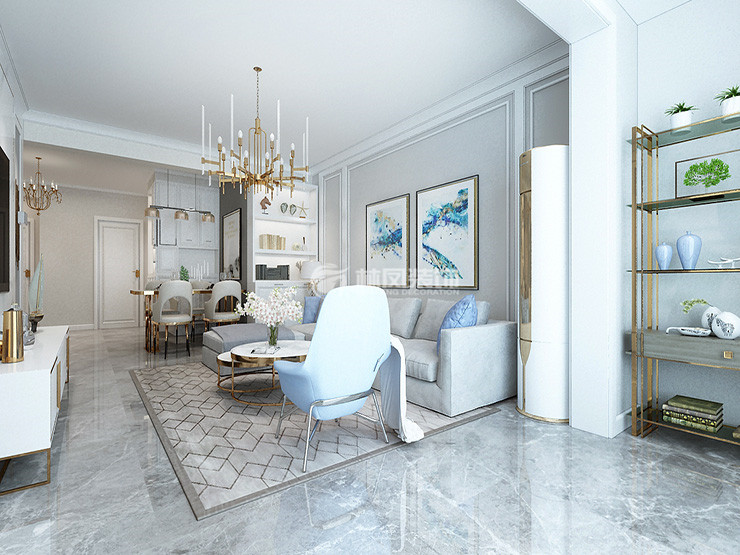 輕奢風(fēng)格陽臺擴(kuò)如客廳后裝修效果圖