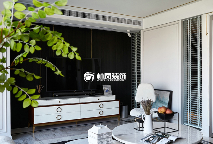 北歐風(fēng)格深色電視背景墻設(shè)計裝修效果圖