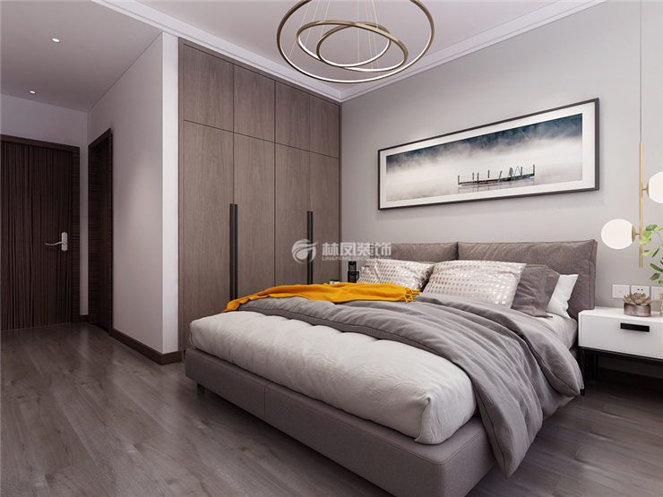 輕奢風(fēng)格臥室嵌入式衣柜設(shè)計裝修效果圖